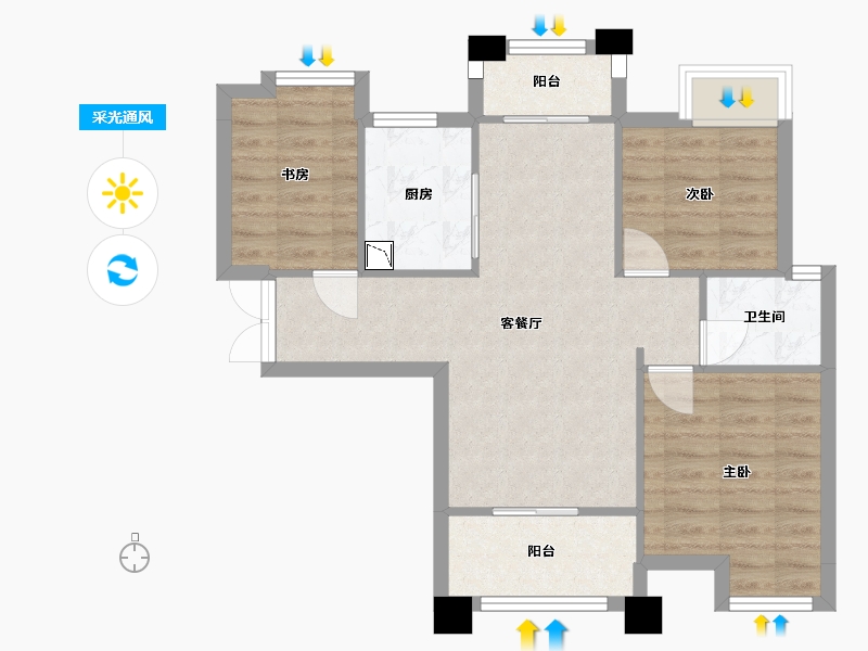 湖南省-长沙市-新世界柏樾新世界柏樾1号楼建面89m²-67.02-户型库-采光通风