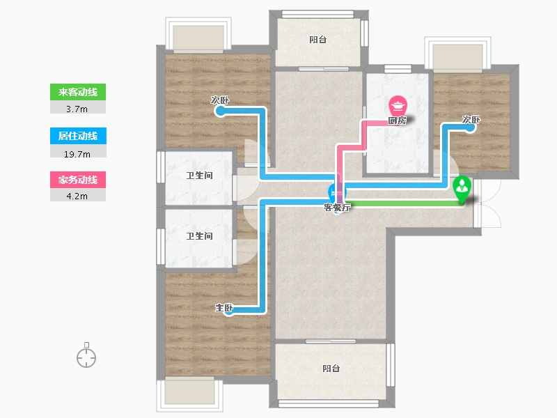 湖南省-长沙市-新世界柏樾新世界柏樾1号楼建面112m²-81.86-户型库-动静线