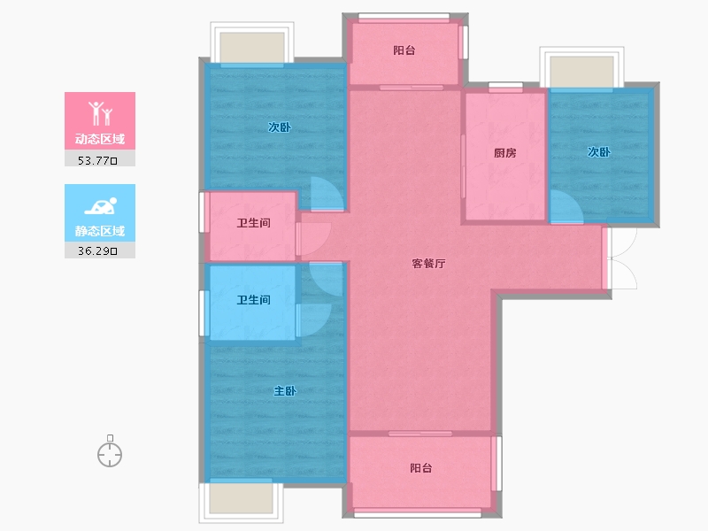 湖南省-长沙市-新世界柏樾新世界柏樾1号楼建面112m²-81.86-户型库-动静分区