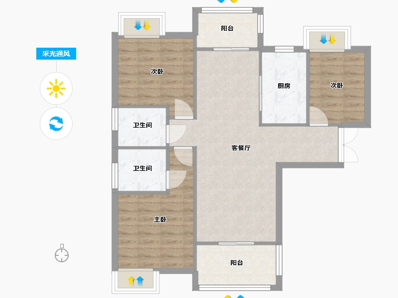 湖南省-长沙市-新世界柏樾新世界柏樾1号楼建面112m²-81.86-户型库-采光通风