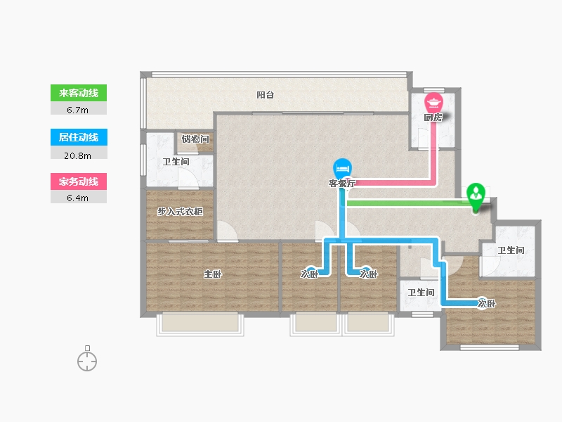 湖南省-长沙市-阳光城尚东湾凌云7栋,凌云9栋建面187m²-149.60-户型库-动静线