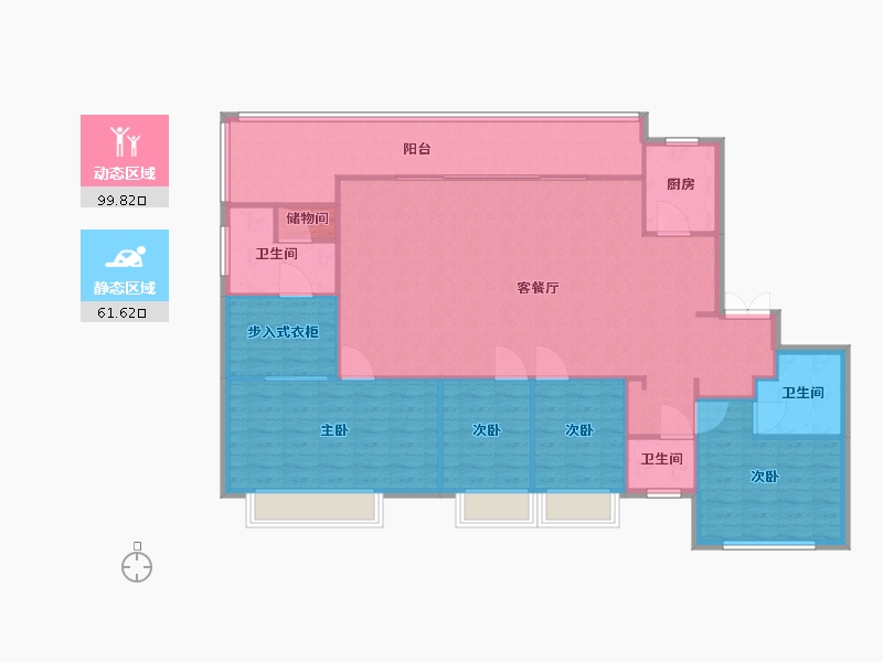 湖南省-长沙市-阳光城尚东湾凌云7栋,凌云9栋建面187m²-149.60-户型库-动静分区