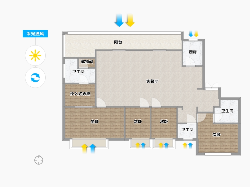 湖南省-长沙市-阳光城尚东湾凌云7栋,凌云9栋建面187m²-149.60-户型库-采光通风