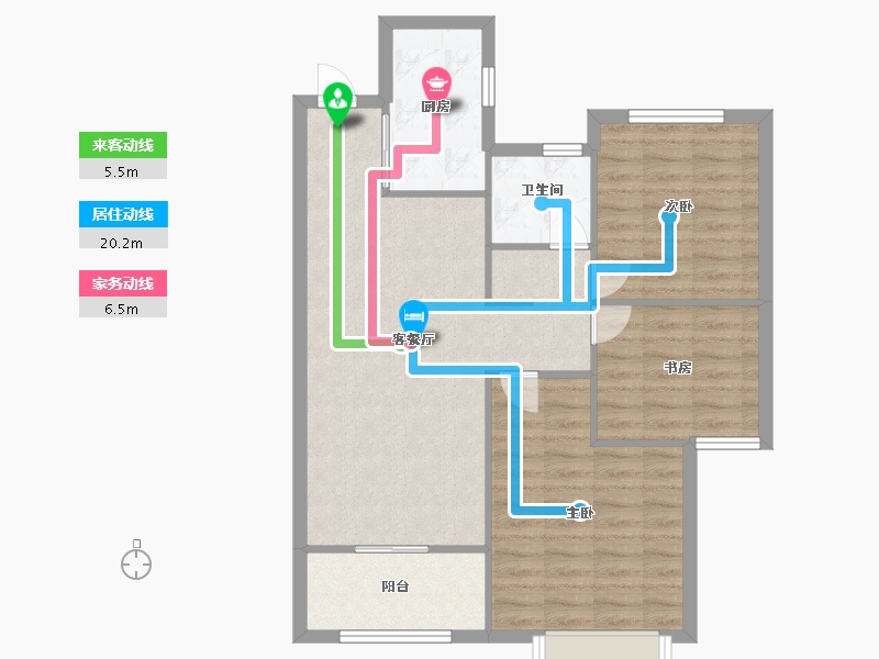 湖南省-长沙市-阳光城尚东湾建面102m²-81.60-户型库-动静线