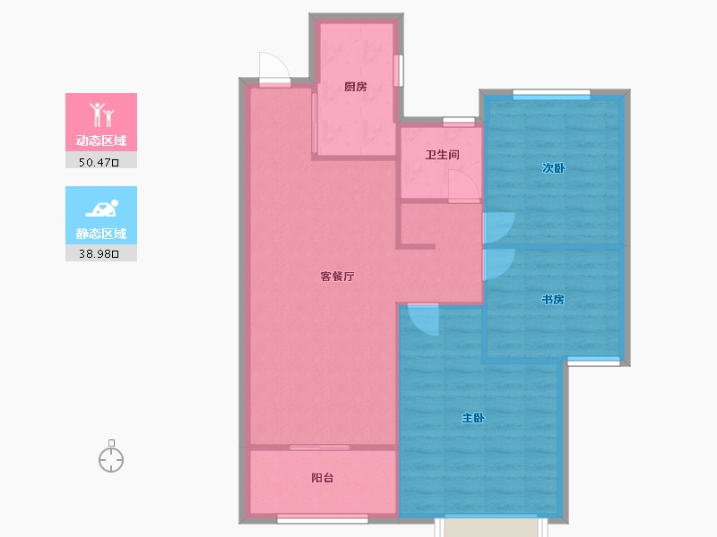 湖南省-长沙市-阳光城尚东湾建面102m²-81.60-户型库-动静分区