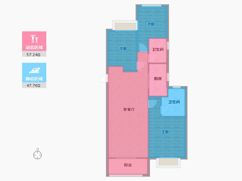 湖南省-长沙市-阳光城尚东湾建面120m²-96.00-户型库-动静分区