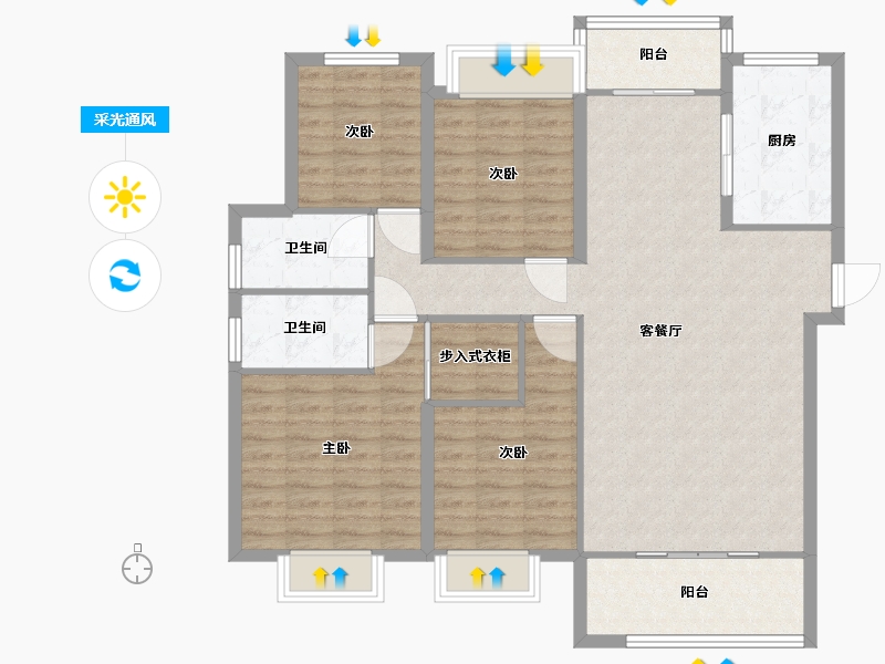 湖南省-长沙市-阳光城尚东湾凌云5栋建面145m²-116.00-户型库-采光通风