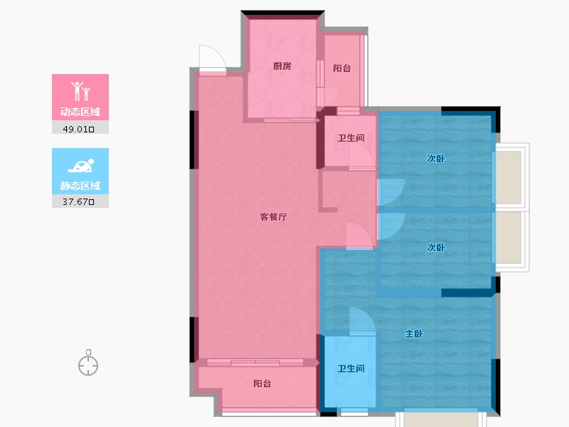 湖南省-长沙市-南山十里天池10号楼,14号楼,15号楼建面119m²-77.23-户型库-动静分区