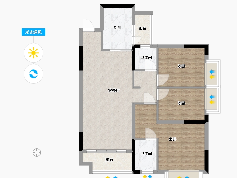 湖南省-长沙市-南山十里天池10号楼,14号楼,15号楼建面119m²-77.23-户型库-采光通风