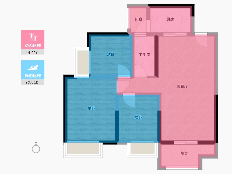 湖南省-长沙市-天麓尚层建面88m²-65.21-户型库-动静分区