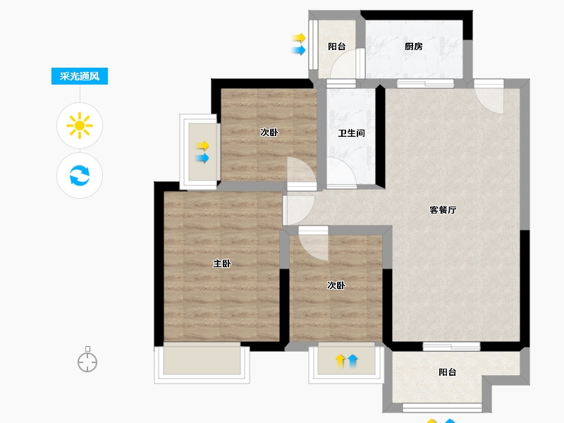 湖南省-长沙市-天麓尚层建面88m²-65.21-户型库-采光通风