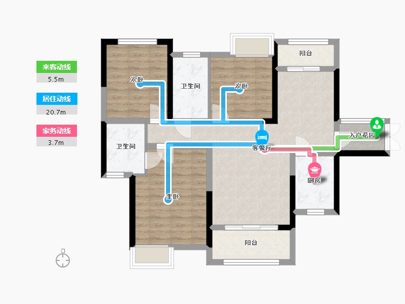 湖南省-长沙市-天麓尚层建面112m²-82.19-户型库-动静线