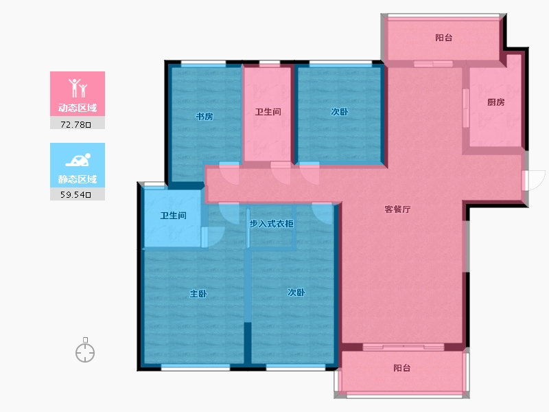 湖南省-长沙市-新城金茂梦想玺悦建面147m²-117.59-户型库-动静分区