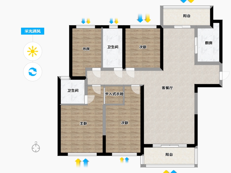 湖南省-长沙市-新城金茂梦想玺悦建面147m²-117.59-户型库-采光通风