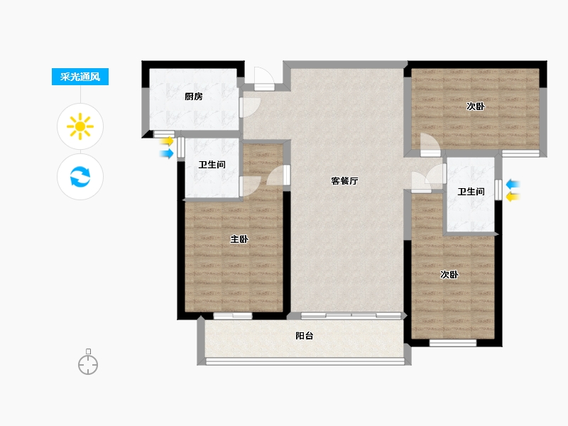 湖南省-长沙市-新城金茂梦想玺悦1号楼,5号楼建面129m²-103.20-户型库-采光通风