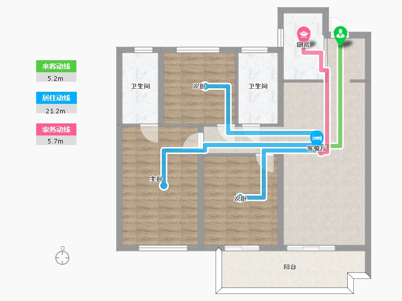 湖南省-长沙市-旭辉都会山(B户型)建面118m²-94.41-户型库-动静线