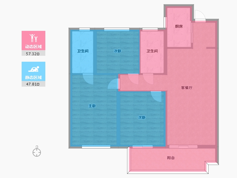 湖南省-长沙市-旭辉都会山(B户型)建面118m²-94.41-户型库-动静分区