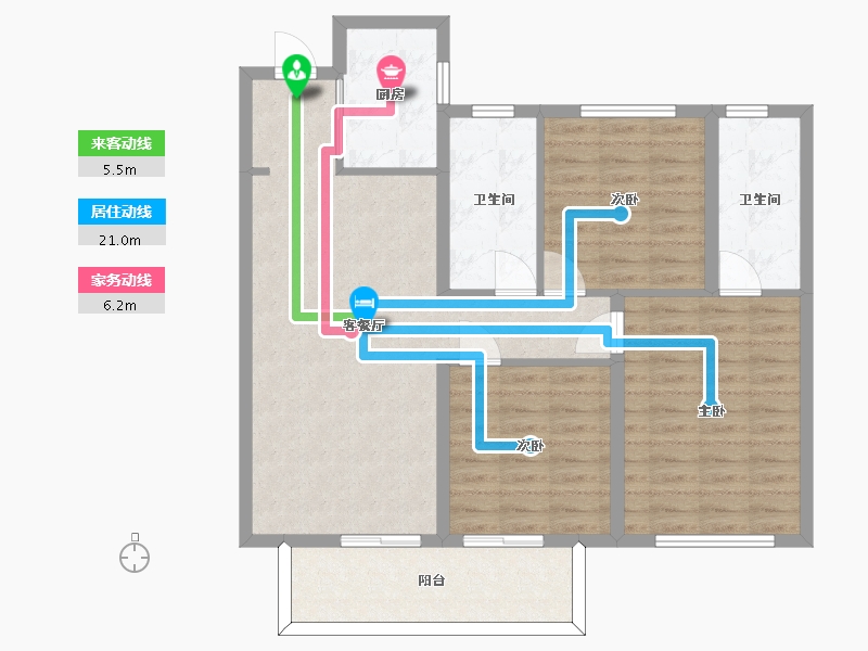 湖南省-长沙市-旭辉都会山B1户型建面118m²-94.40-户型库-动静线