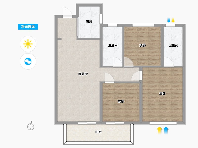 湖南省-长沙市-旭辉都会山B1户型建面118m²-94.40-户型库-采光通风