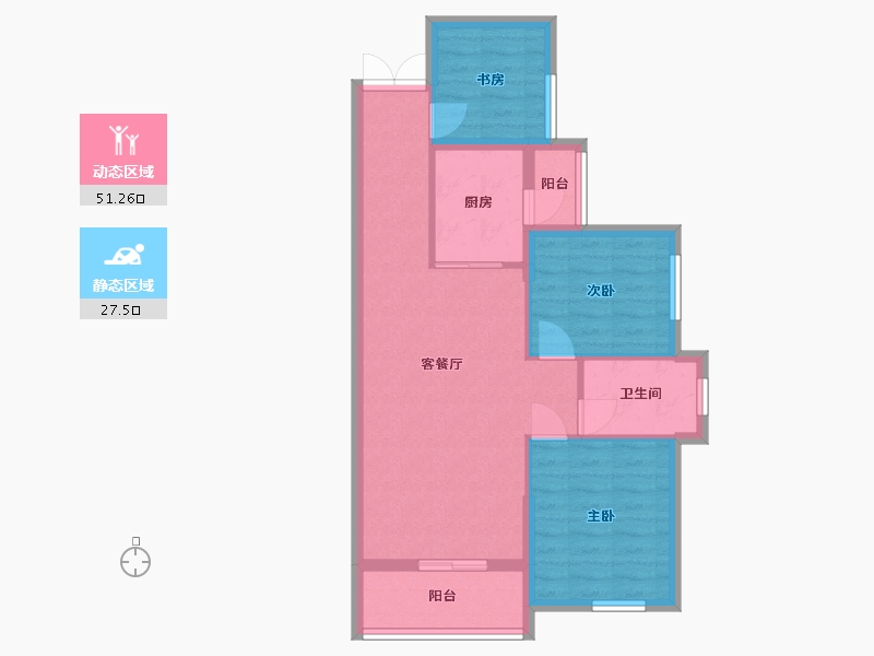 湖南省-长沙市-永实蔷薇国际10号楼,11号楼建面89m²-70.41-户型库-动静分区