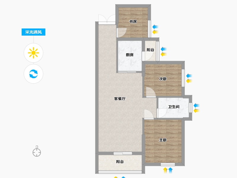 湖南省-长沙市-永实蔷薇国际10号楼,11号楼建面89m²-70.41-户型库-采光通风