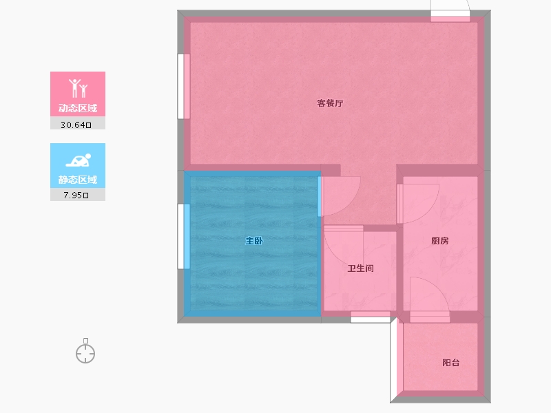 湖南省-长沙市-永实蔷薇国际建面49m²-33.79-户型库-动静分区