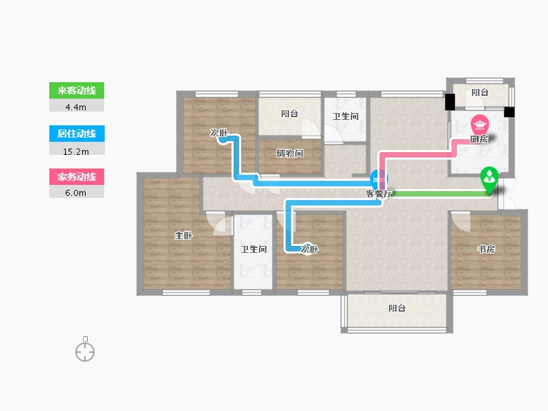 湖南省-长沙市-永实蔷薇国际21号楼,9号楼建面141m²-114.15-户型库-动静线