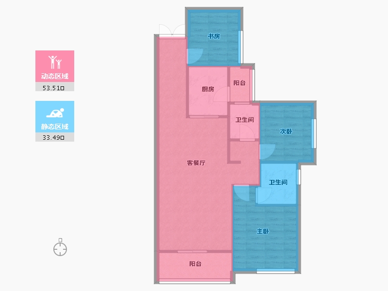 湖南省-长沙市-永实蔷薇国际7号楼,21号楼,22号楼,8号楼,9号楼建面99m²-78.88-户型库-动静分区