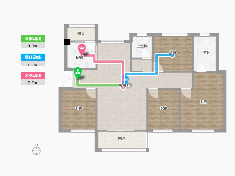 湖南省-长沙市-永实蔷薇国际7号楼,21号楼,22号楼建面113m²-90.41-户型库-动静线