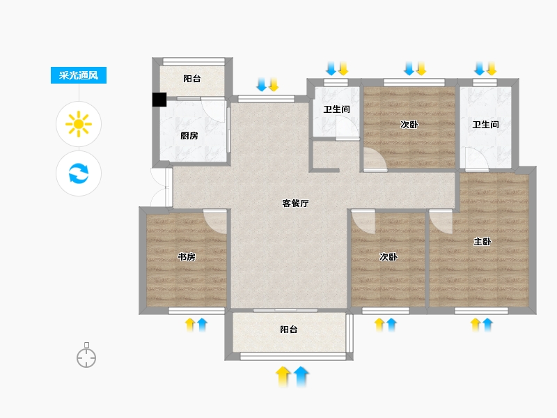 湖南省-长沙市-永实蔷薇国际7号楼,21号楼,22号楼建面113m²-90.41-户型库-采光通风