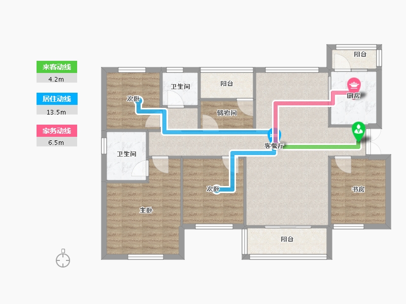 湖南省-长沙市-永实蔷薇国际10号楼,11号楼建面131m²-103.43-户型库-动静线