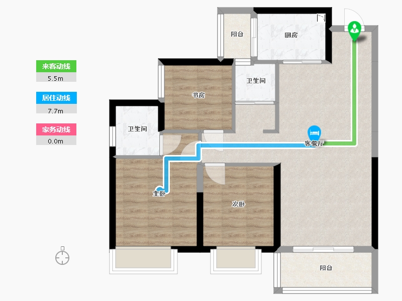 湖南省-长沙市-长房云公馆建面108m²-78.98-户型库-动静线