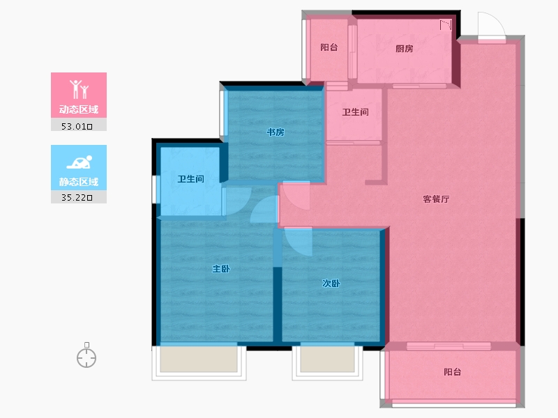 湖南省-长沙市-长房云公馆建面108m²-78.98-户型库-动静分区