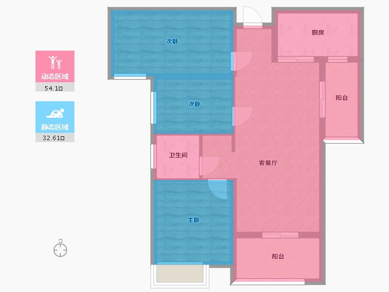 湖南省-长沙市-长房云西府10号楼建面101m²-77.23-户型库-动静分区