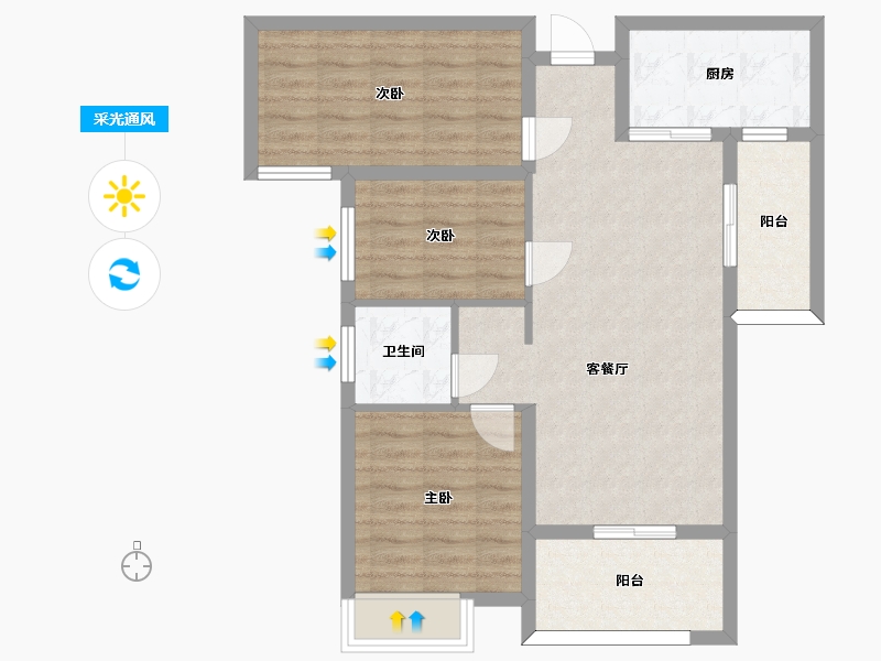 湖南省-长沙市-长房云西府10号楼建面101m²-77.23-户型库-采光通风