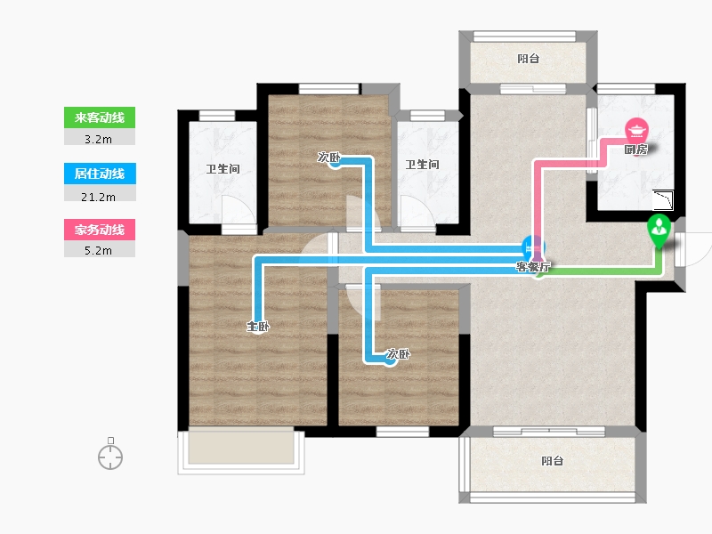 湖南省-长沙市-长房云公馆建面114m²-81.92-户型库-动静线