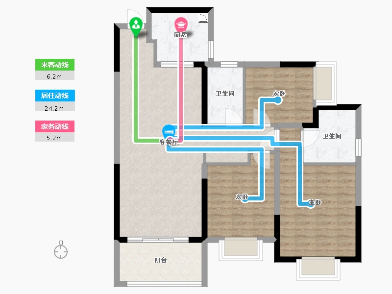 湖南省-长沙市-长沙恒大文化旅游城建面80m²-94.93-户型库-动静线