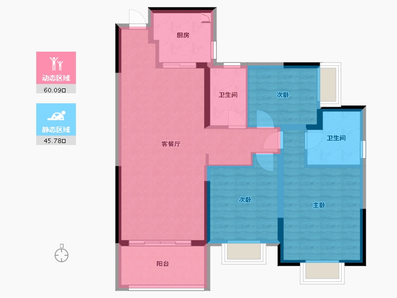 湖南省-长沙市-长沙恒大文化旅游城建面80m²-94.93-户型库-动静分区