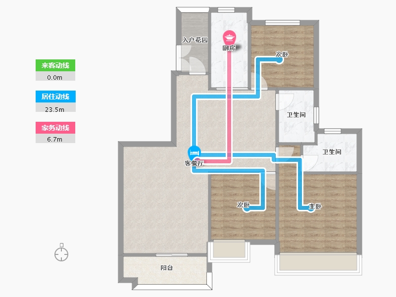 湖南省-长沙市-长沙恒大文化旅游城37号楼建面119m²-95.52-户型库-动静线