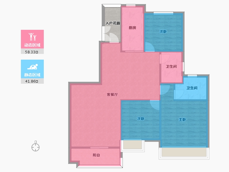 湖南省-长沙市-长沙恒大文化旅游城37号楼建面119m²-95.52-户型库-动静分区