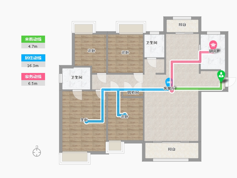 湖南省-长沙市-金地铂悦3号建面151m²-114.94-户型库-动静线