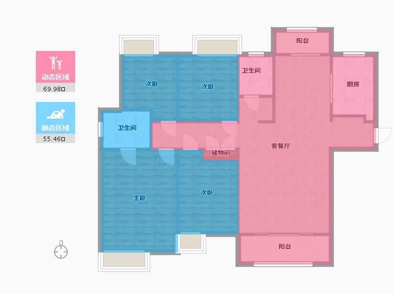 湖南省-长沙市-金地铂悦3号建面151m²-114.94-户型库-动静分区