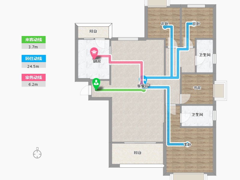 湖南省-长沙市-长沙恒大文化旅游城155号建面95m²-101.85-户型库-动静线