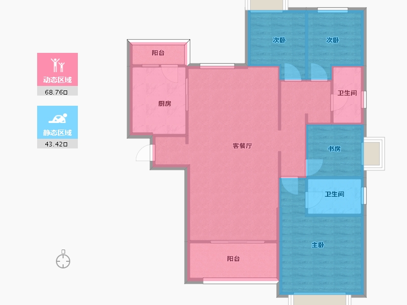 湖南省-长沙市-长沙恒大文化旅游城155号建面95m²-101.85-户型库-动静分区