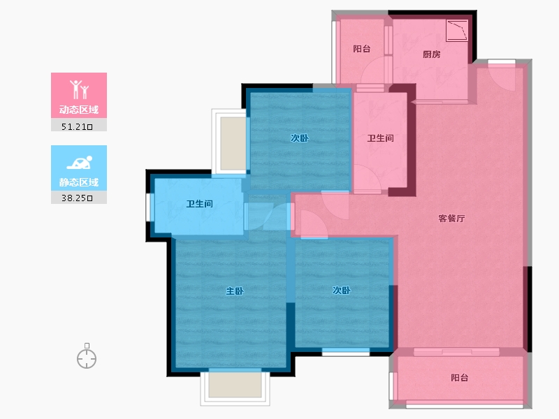 湖南省-长沙市-振业城建面109m²-78.89-户型库-动静分区