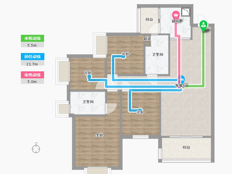 湖南省-长沙市-振业城建面119m²-89.88-户型库-动静线