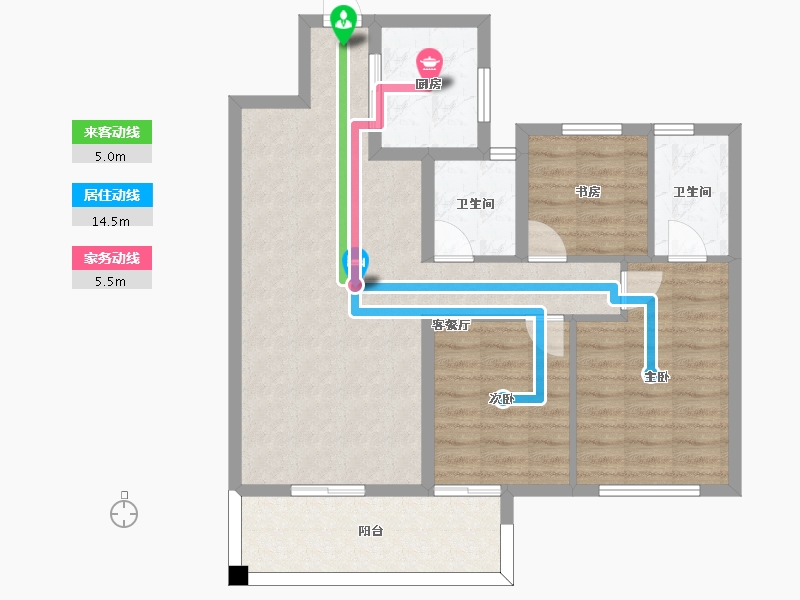 湖南省-长沙市-中国铁建京师璟台建面115m²-82.35-户型库-动静线