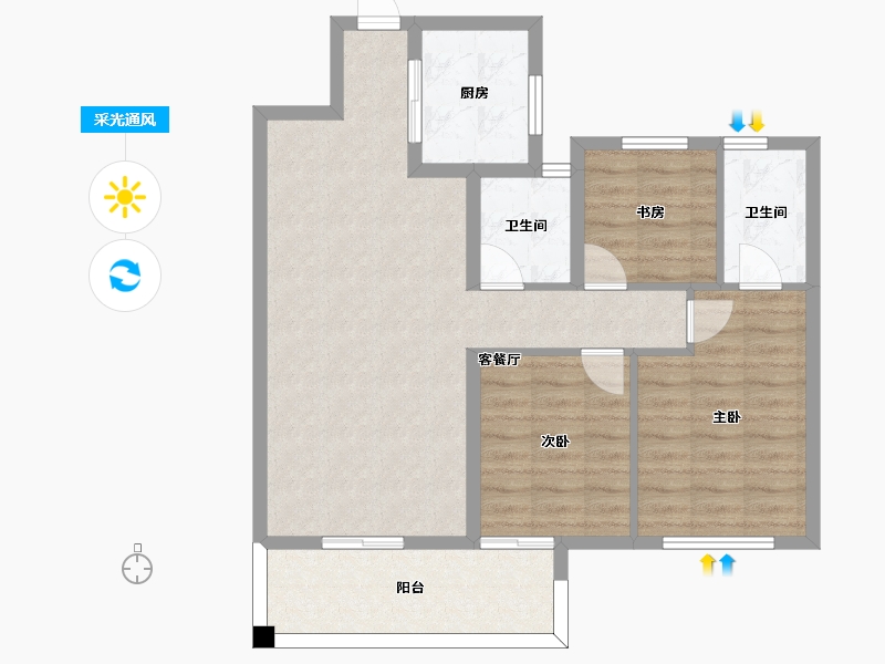 湖南省-长沙市-中国铁建京师璟台建面115m²-82.35-户型库-采光通风