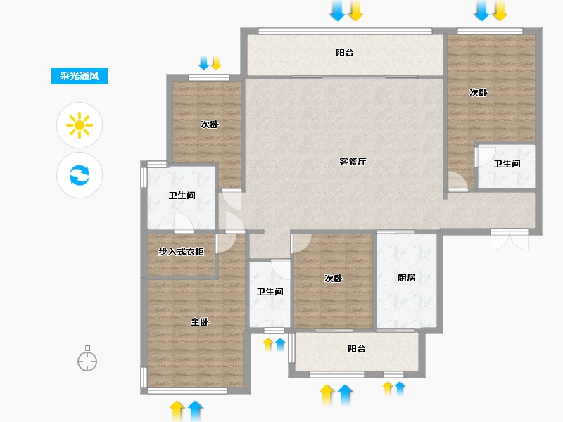 湖南省-长沙市-中海熙湾建面200m²-162.53-户型库-采光通风