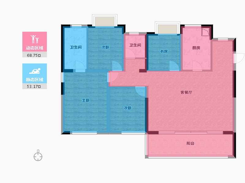 湖南省-长沙市-中国铁建京师璟台建面151m²-109.52-户型库-动静分区